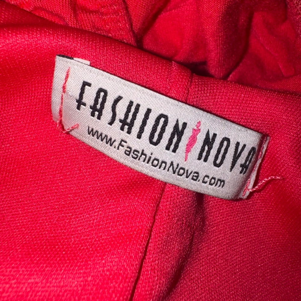 Fashion Nova Bodysuit Coral Red Low Back Deep Side High Leg Y2K Baddie Medium - Picture 3 of 7